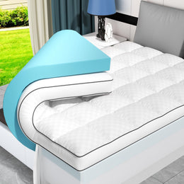 Dual Layer Memory Foam Mattress Topper, Queen Mattress Pad, 4 Inch