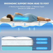 Dual Layer Memory Foam Mattress Topper, Queen Mattress Pad, 4 Inch