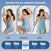 Dual Layer Memory Foam Mattress Topper, Queen Mattress Pad, 4 Inch